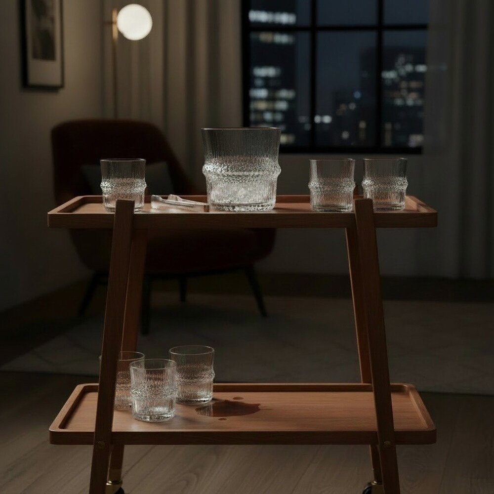 Vintage Iittala Niva Ice Bucket Signed TW Tapio Wirkkala Finland Art Glass MCM